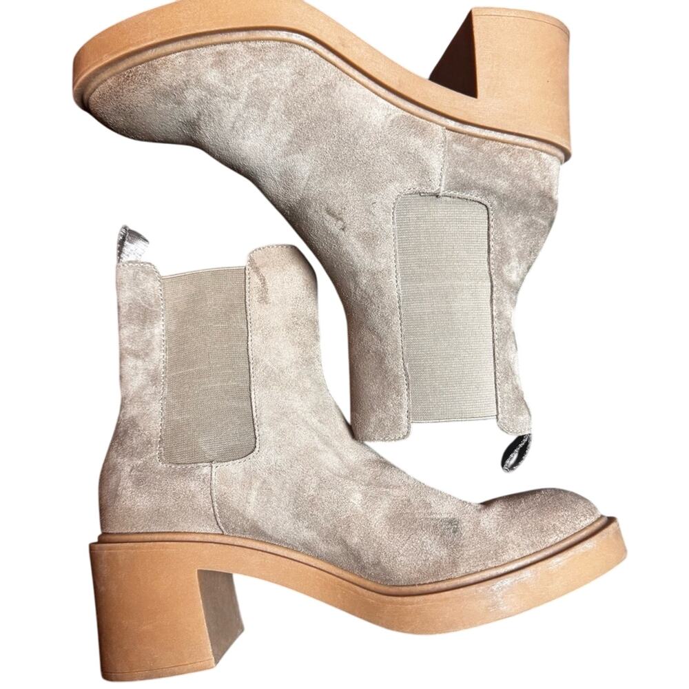 Dolce Vita Gage Crepe Suede Chunky Block Heel Ankle Boot Size 9 M y2K Western - Picture 9 of 16